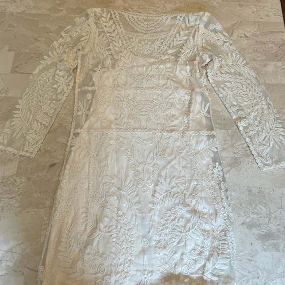Express Embroidered Cream Dress - Picture 5 of 6